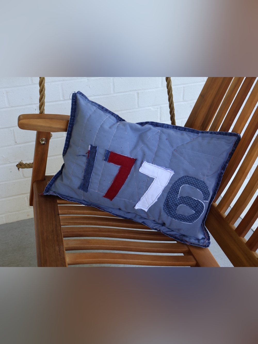Patriotic handmade Patchwork Pillow - Red, White, blue 1776 250th celebration